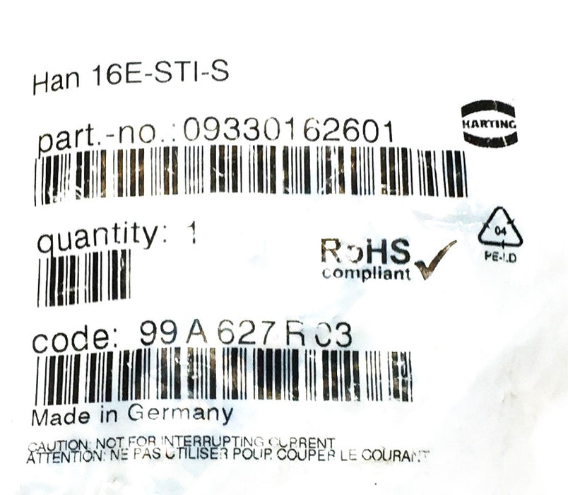 Harting Han 16E-STI-S Insert Connector 09330162601 NOS