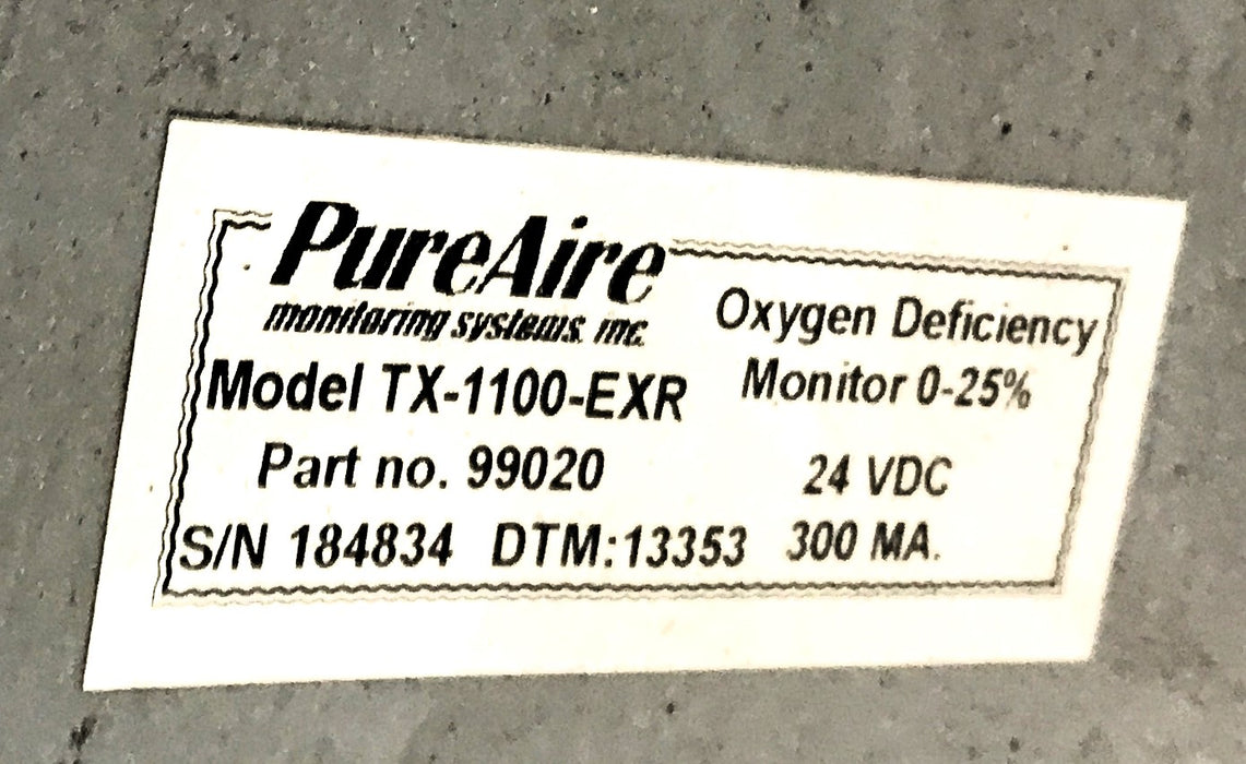 PureAire Oxygen Analyzer W/ (Killark Box GRM-375L) TX-1100-EXR USED