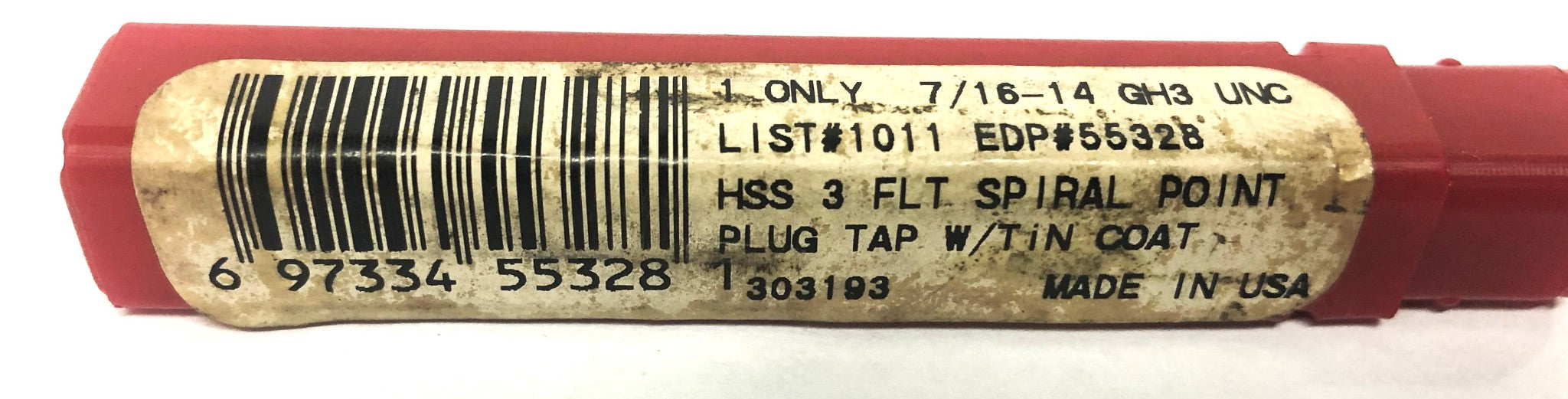 Cleveland 7/16-14 GH3 UNC HSS 3FL Spiral Point Plug Tap With Tin Coat 55328 NOS