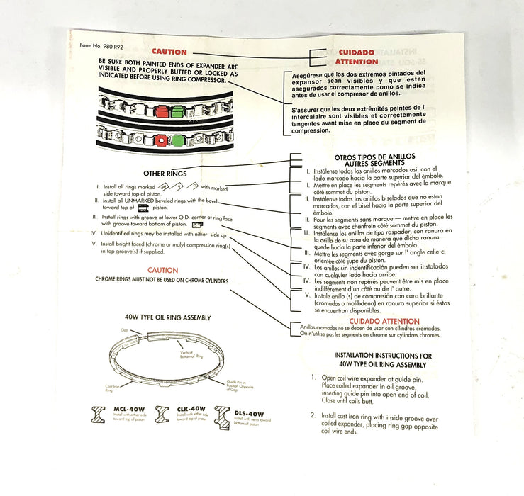 Sealed Power Heavy Duty Piston Ring Set 95174 NOS