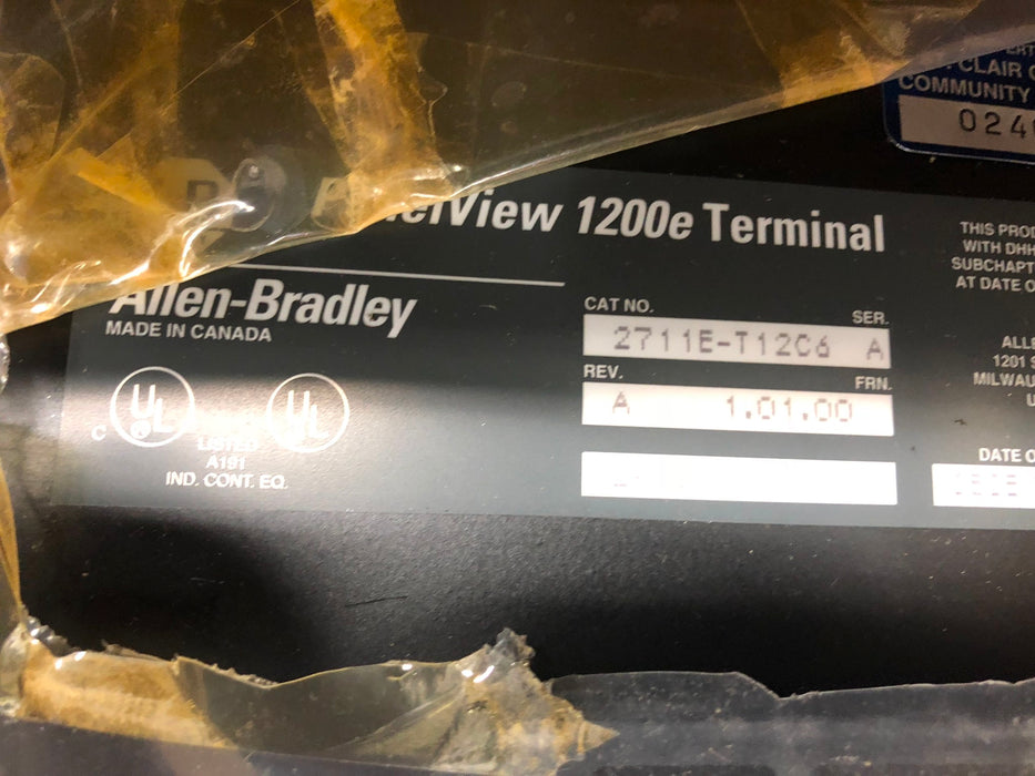 Allen-Bradley Series A Rev A 1200e Panelview 2711E-T12C6 USED