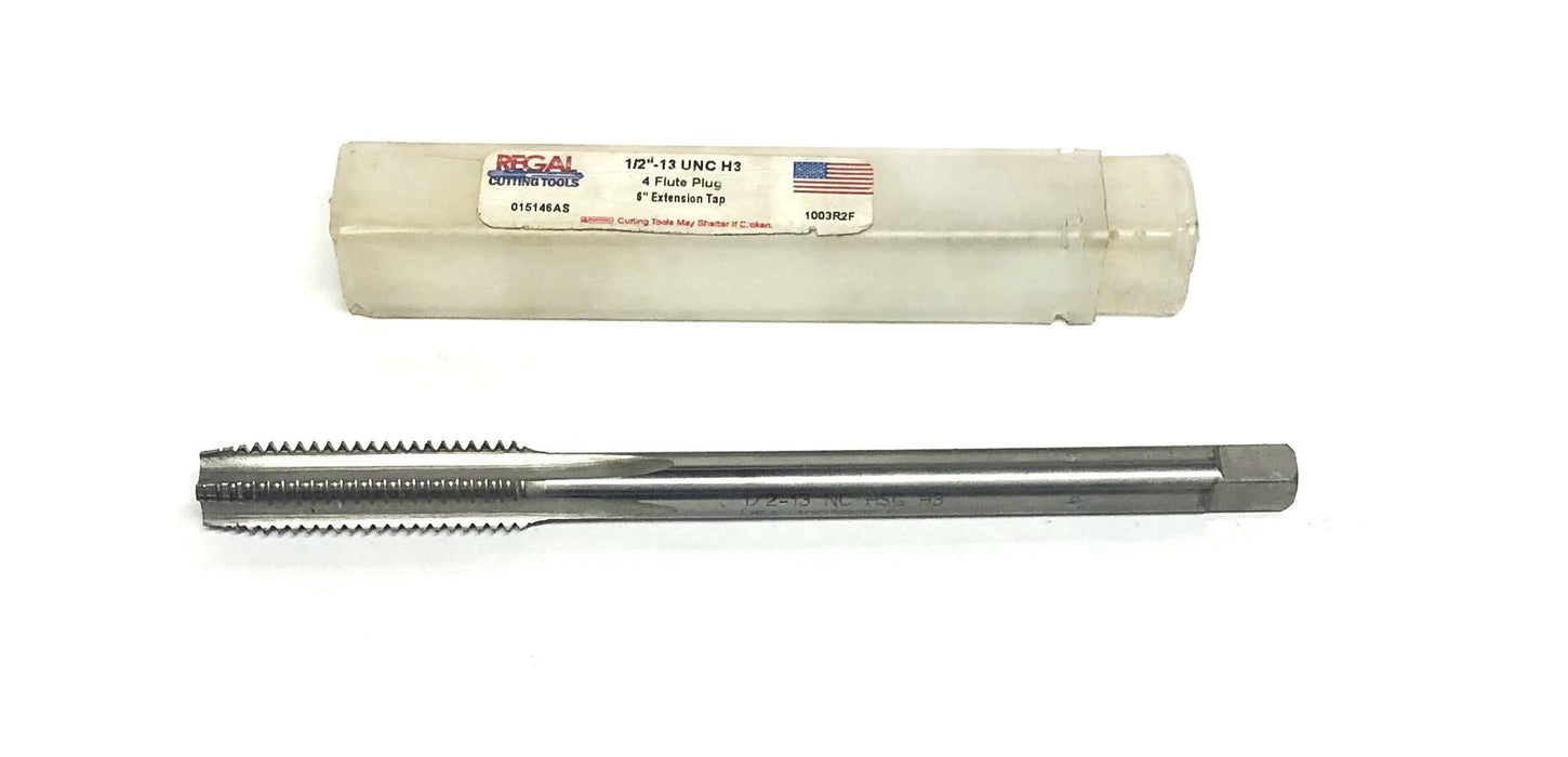 Regal Cutting Tools 1/2IN 13 UNC H3 4 Flute Plug 6IN Extension Tap 015146AS NOS