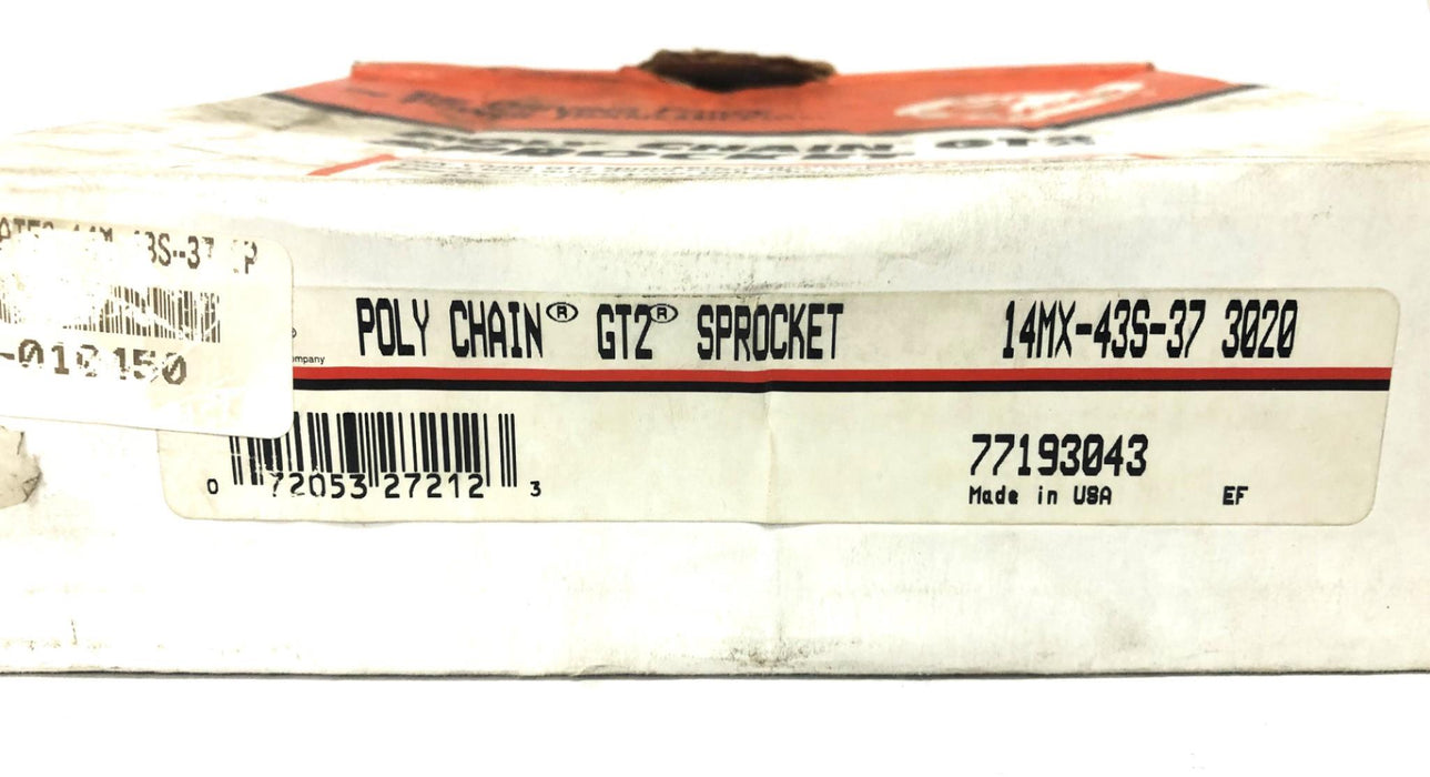Gates Poly Chain Sprocket 14MX-43S-37 77193043 NOS