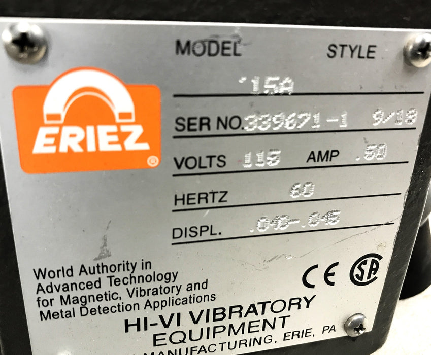 Eriez Vibrating Pan Feeder W/ (Feeder Control UN-115-2A-FW) 15A USED