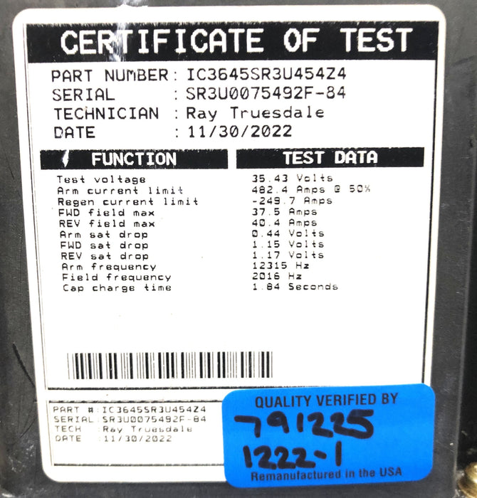 General Electric SPNO Controller IC3645SR3U454Z4 USED