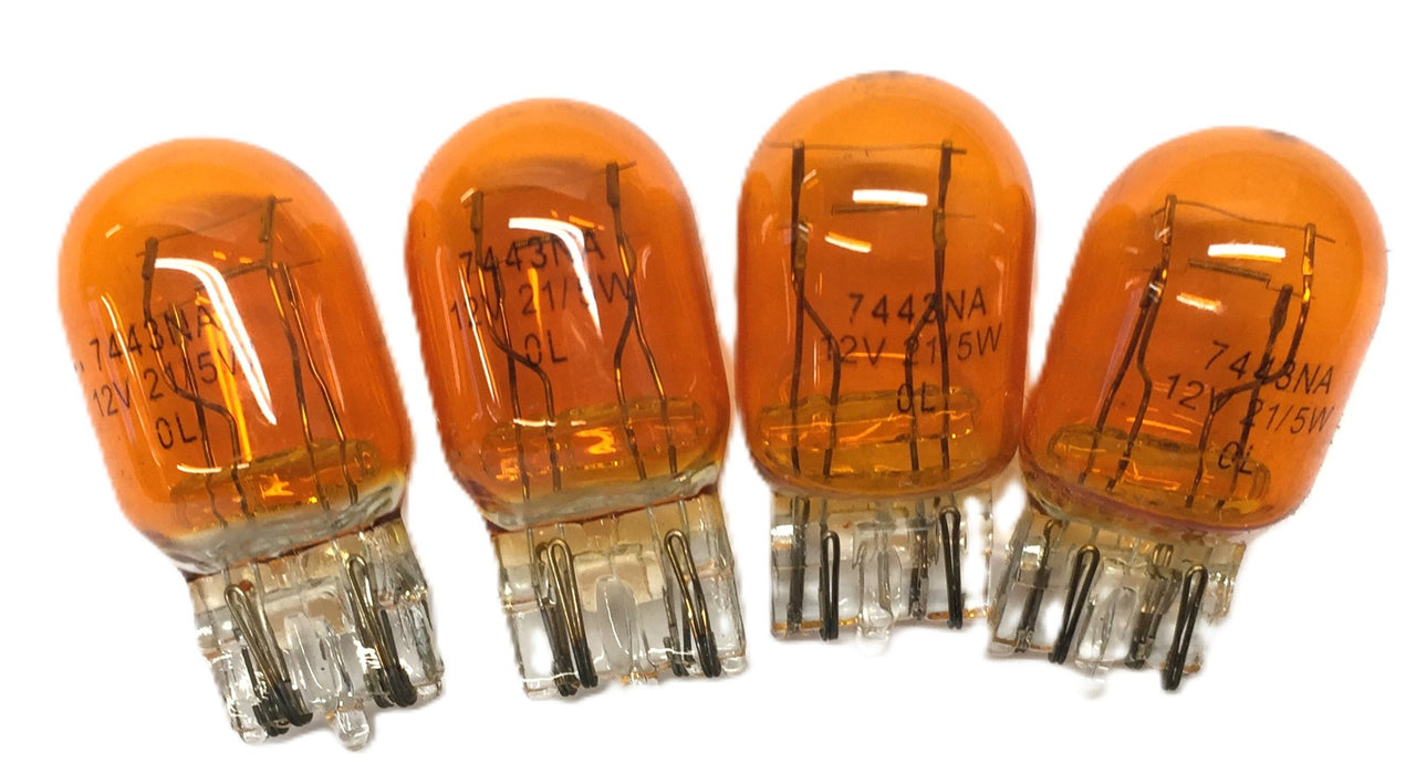 Unbranded 12V 21/5W OL Amber Bulb 7443NA [Lot of 4] NOS