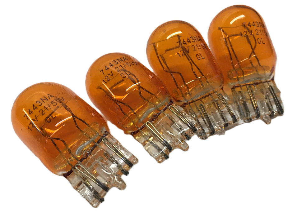Unbranded 12V 21/5W OL Amber Bulb 7443NA [Lot of 4] NOS