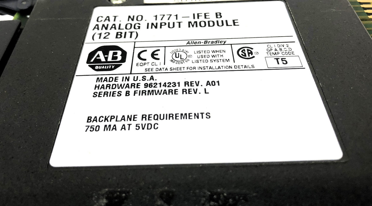 Allen-Bradley 12-Bit Analog Input Module 1771-IFE B (96214291) Ser.B Rev.L USED