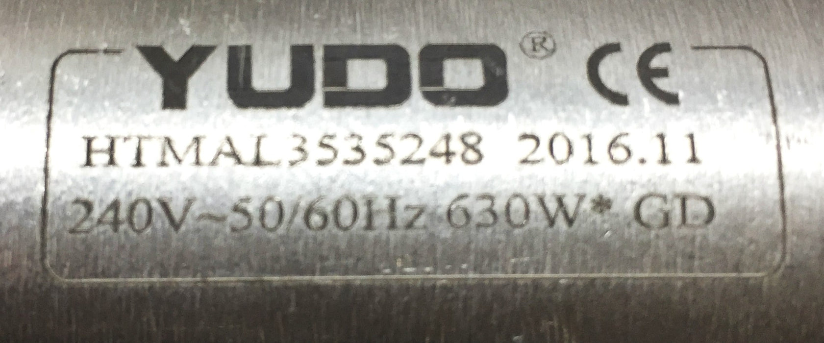 Yudo 240V-50/60Hz 630W Tube Heater HTMAL3535248 2016.11 NOS