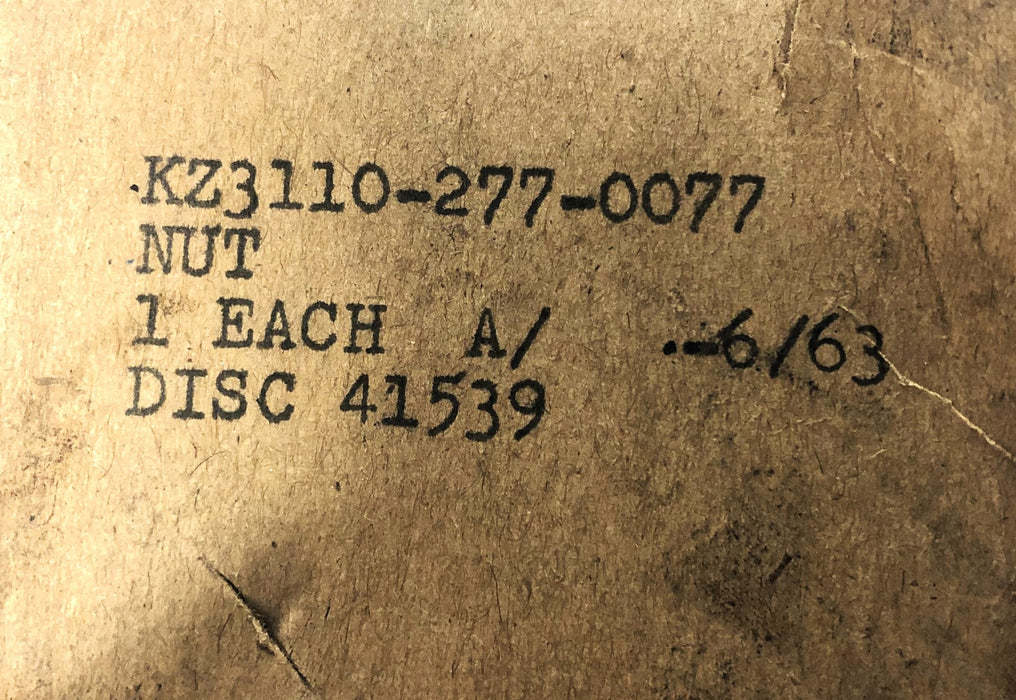 Unbranded KZ3110-277-0077 2.16 Inch ID  Bearing Locknut 41539 (A/ -6/63) NOS