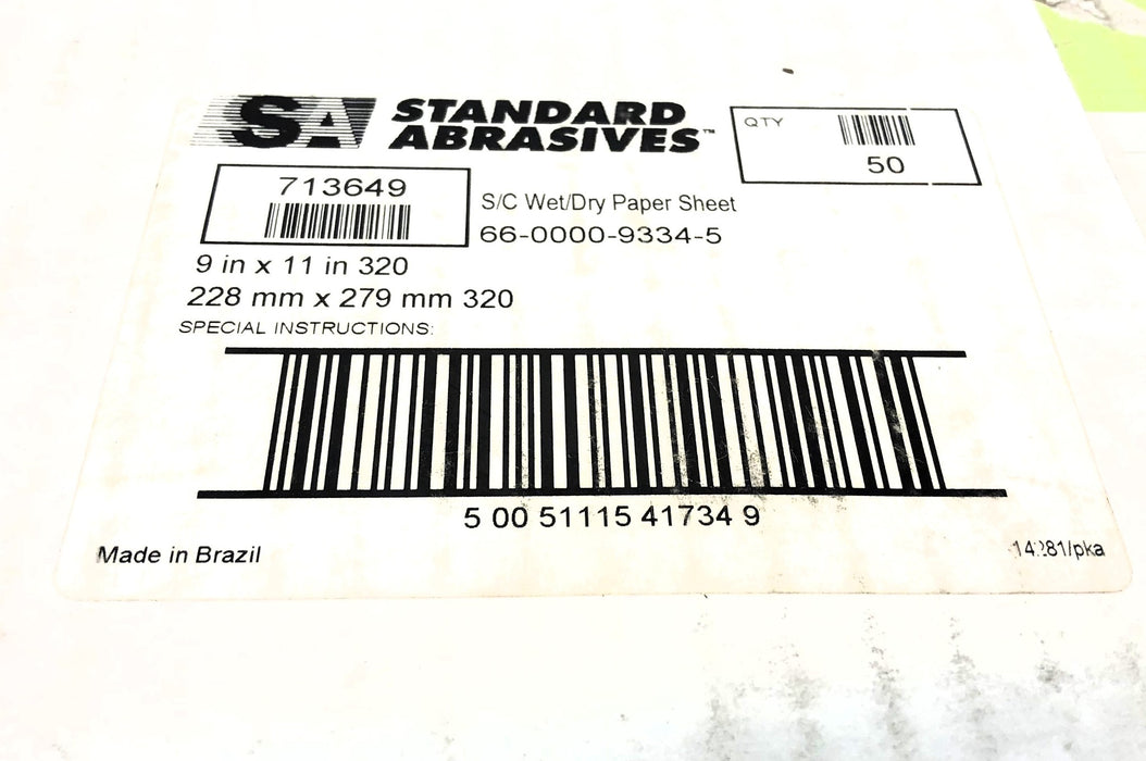 Standard Abrasives Pack of (40) Wet/Dry 320 Sand Paper Sheet 713649 NOS