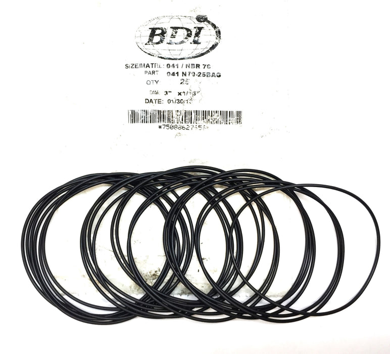 BDI 041 NBR 70 3"x 1/16" O-Ring Pack (25pcs) 041 N70-25BAG NOS