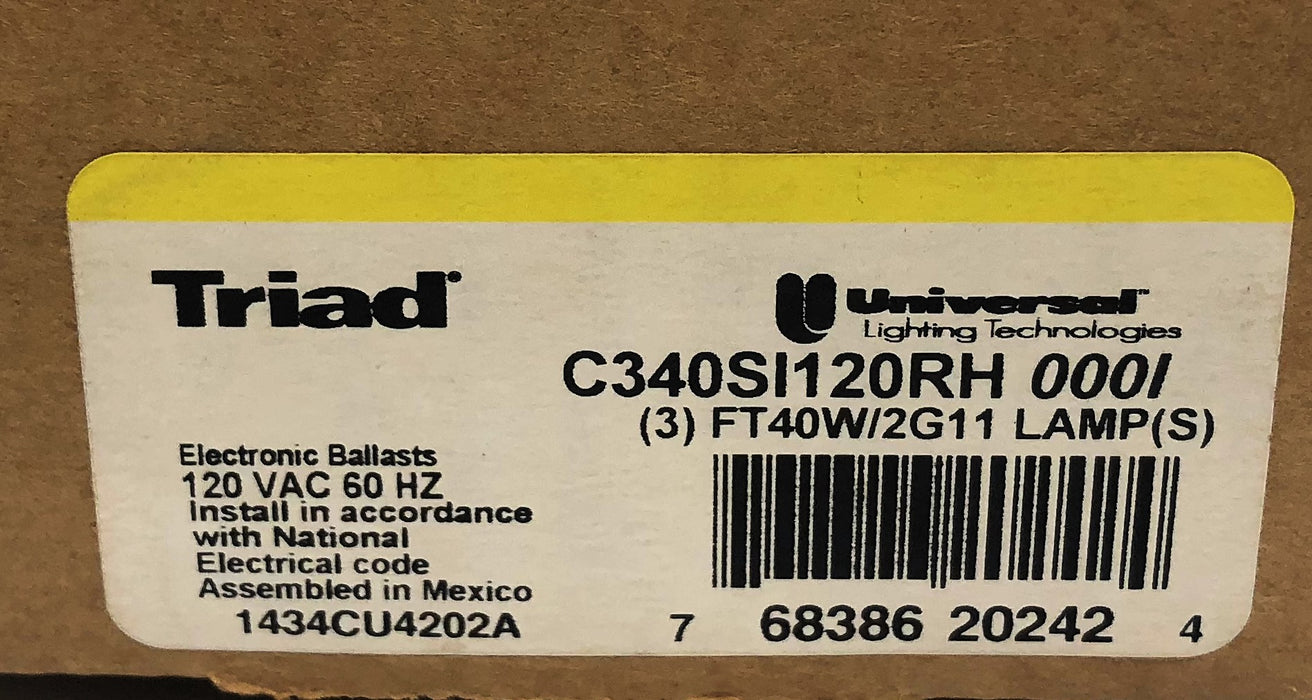 Universal Lighting Triad 60Hz 120V Electronic Ballast C340SI120RH 0001 NOS