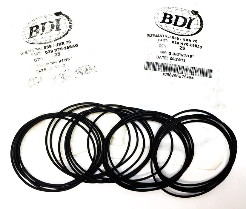 BDI 039 NBR 70 2-3/4"x 1/16" O-Ring Pack (25pcs) 039 N70-25BAG [Lot of 2] NOS