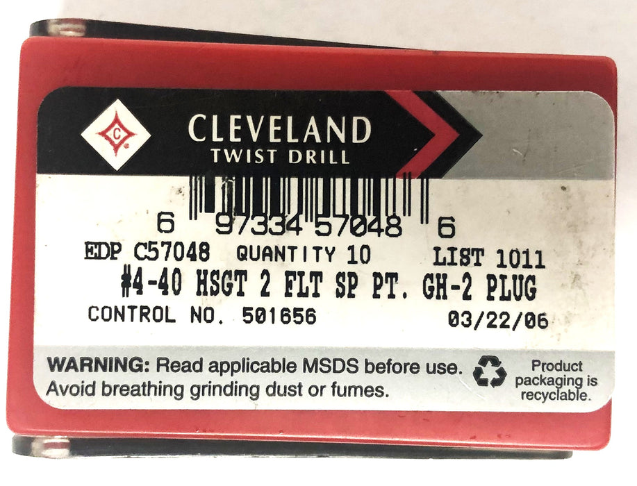 Cleveland 4-40 HSGT 2 Flute Spiral Point GH-2 Plug C57048 [Lot of 3] NOS
