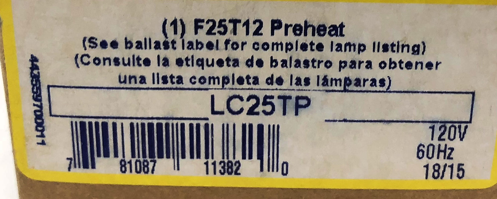 Philips Advance Preheat Florescent Ballast LC25TP NOS