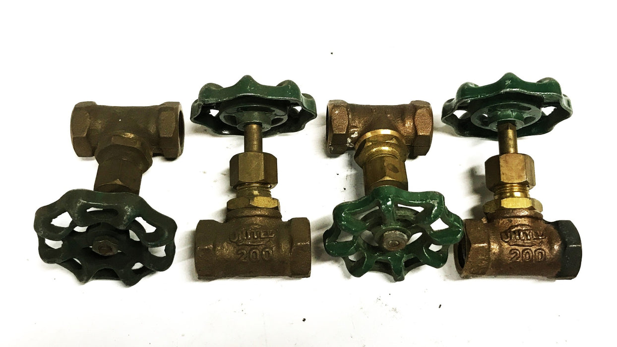 United 3/8 inch Brass Shut Off Valve 200 [Lot of 4] NOS