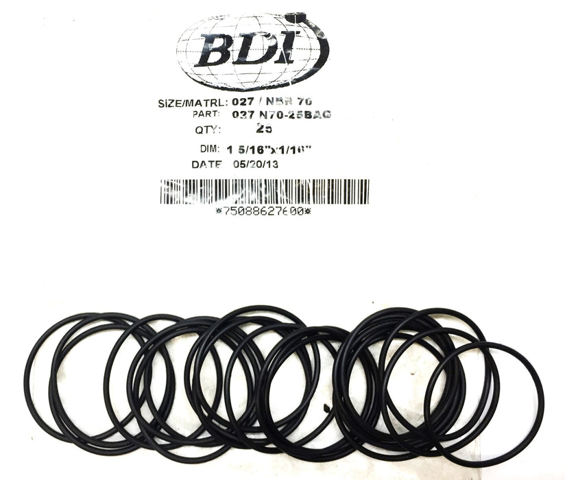 BDI 027 NBR70 1-5/16"x 1/16" O-Ring Pack (25pcs) 027 N70-25BAG NOS