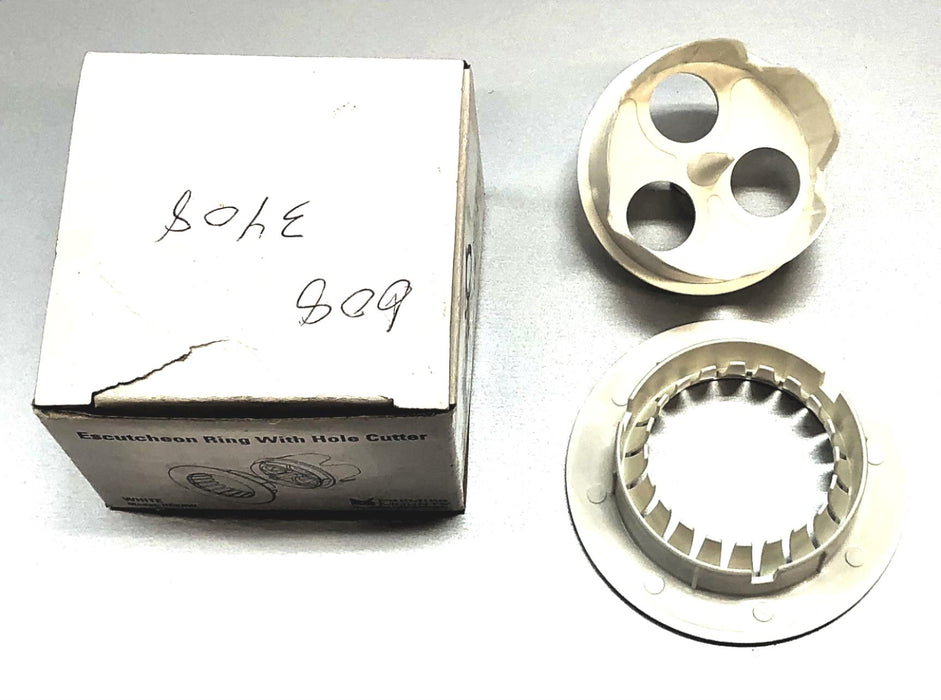 Premier Mounts White Escutcheon Ring W/ Hole Cutter HCERW NOS