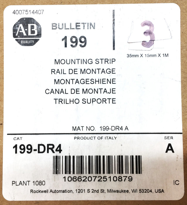 Allen-Bradley 35mm x 15mm x 1M Mounting Strip 199-DR4 [Lot of 3] NOS