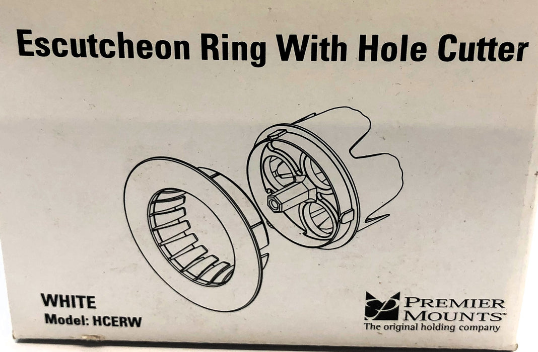 Premier Mounts White Escutcheon Ring W/ Hole Cutter HCERW NOS
