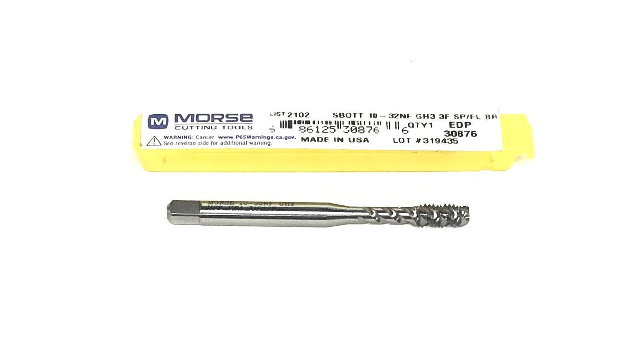 Morse SBOTT 10-32NF GH3 3 Flute Spiral Tap 30876 NOS