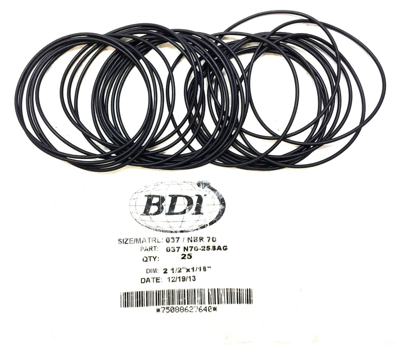 BDI 037 NBR 70 2-1/2"x 1/16" O-Ring Pack (25pcs) 037 N70-25BAG NOS