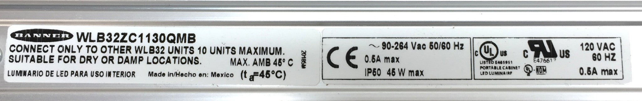 Banner Engineering 45" LED Worklight WLB32ZC1130QMB (No Switch) NOS