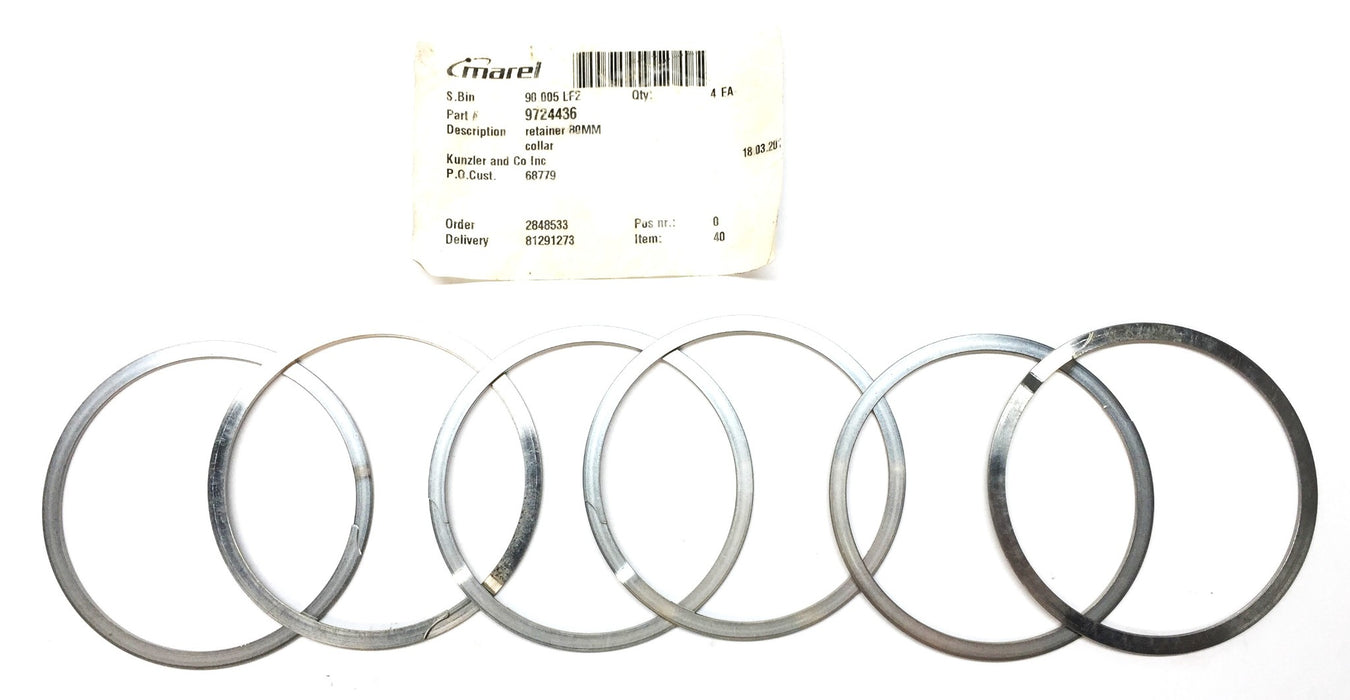 Marel 80mm Retainer Ring 9724436 [Lot of 6] NOS