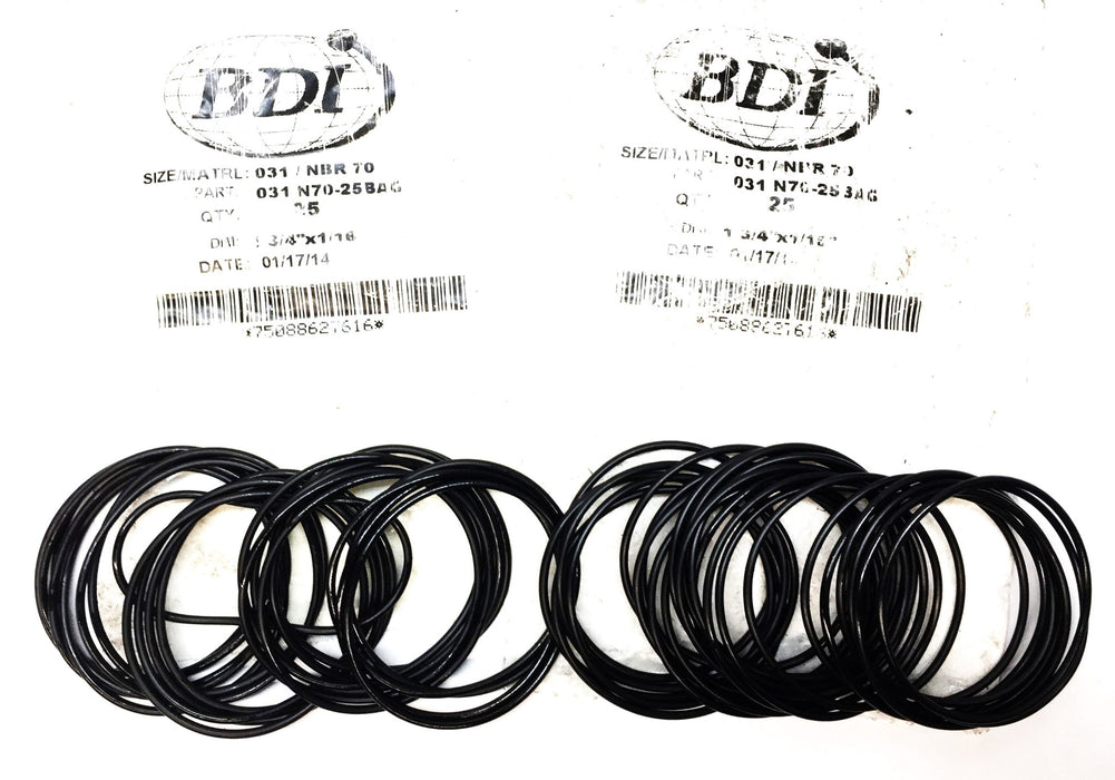 BDI 031 NBR 70 1-3/4"x 1/16" O-Ring Pack (25pcs) 031 N70-25BAG [Lot of 2] NOS
