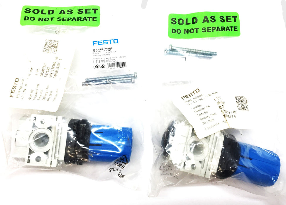 Festo Regulator Set Assembly (2pcs) LR-1/4-DB-7-0-MINI (537643) NOS