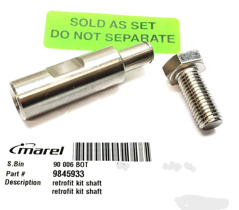 Marel Stainless Steel 3" Threaded Shaft Pin w/Bolt M12-1.7 9845933 [Lot of 2]NOS