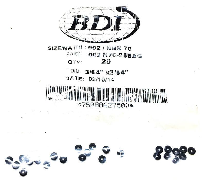 BDI 002 NBR 70 3/64" x 3/64" O-Ring Pack (25pcs) 002 N70-25BAG NOS