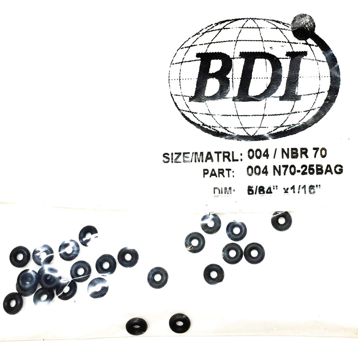 BDI 004 NBR 70 5/64"x 1/16" O-Ring Pack (25pcs) 004 N70-25BAG NOS