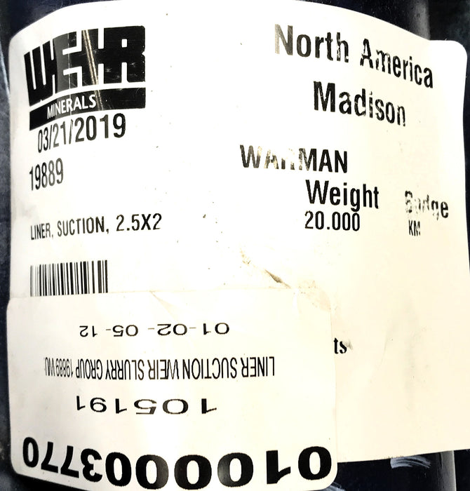 WEIR Liner, Suction 2.5x2 19889 (ASH-19889) USED