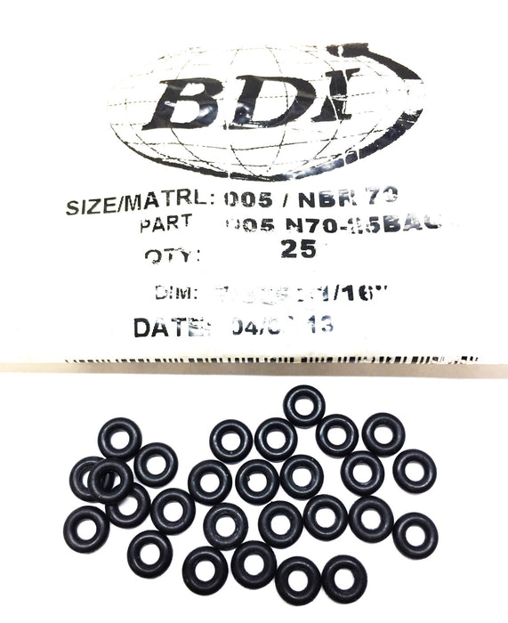 BDI 005 NBR 70 7/64"x 1/16" O-Ring Pack (25pcs) 005 N70-25BAG NOS
