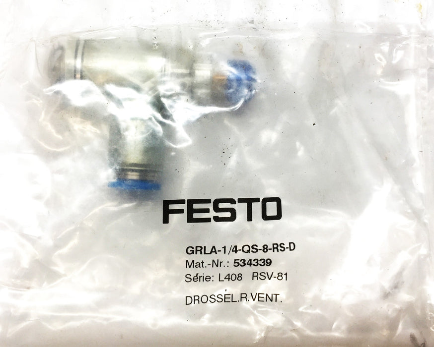 Festo Flow Control Valve GRLA-1/4-QS-8-RS-D NOS