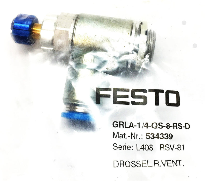 Festo Flow Control Valve GRLA-1/4-QS-8-RS-D NOS