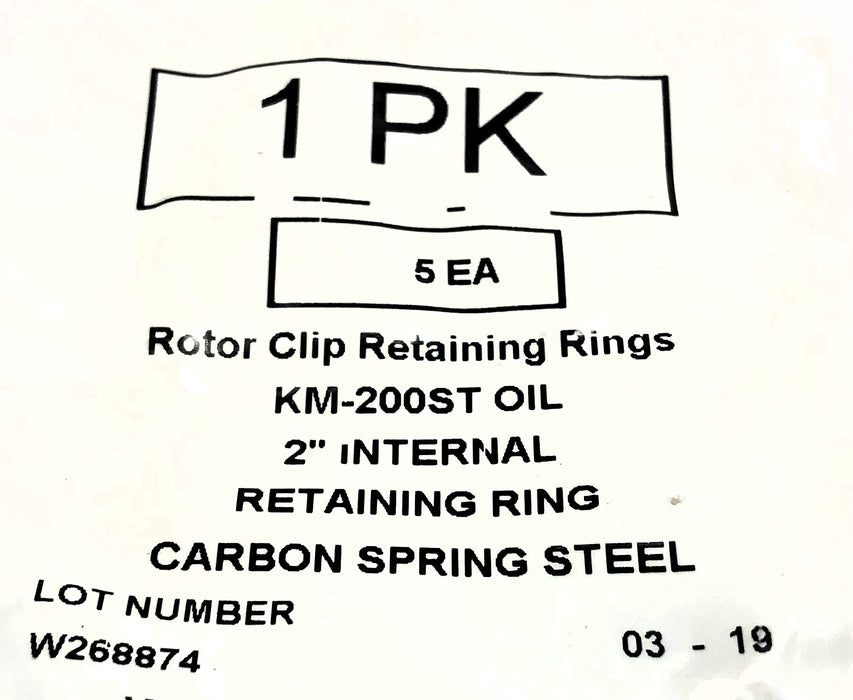 McMaster 2" Internal Rotor Clip Retaining Ring KM-200ST [Lot of 15] NOS