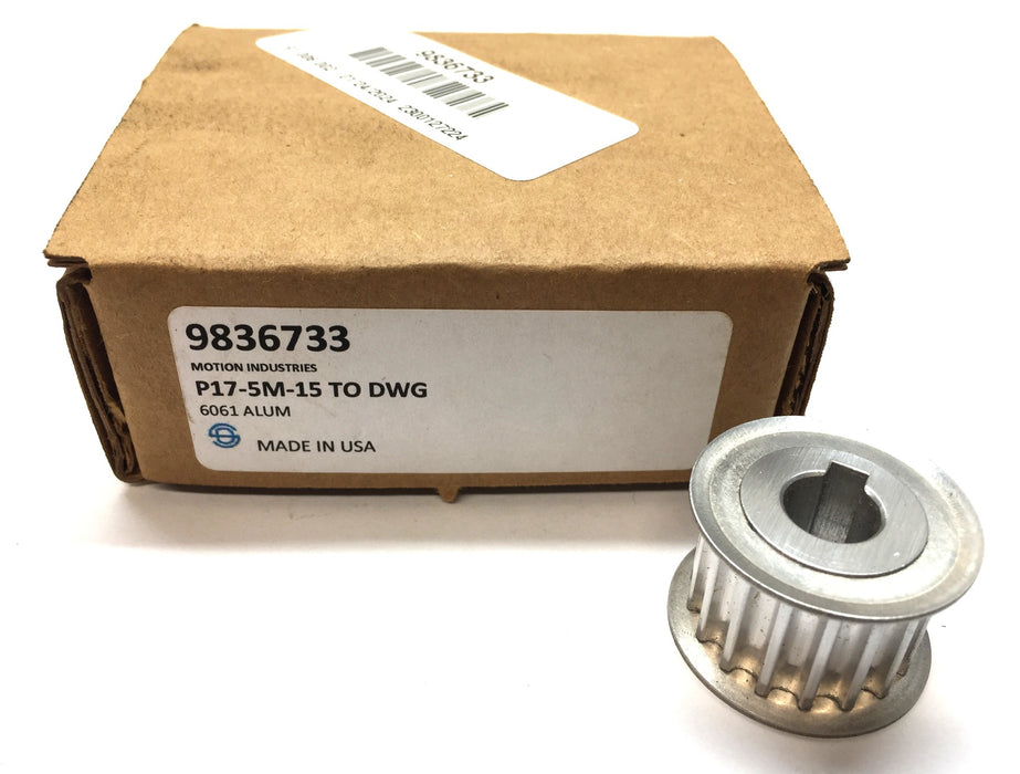 Motion Industries 6061 Alum Sprocket Pulley P17-5M-15 to DWG 9836733 NOS