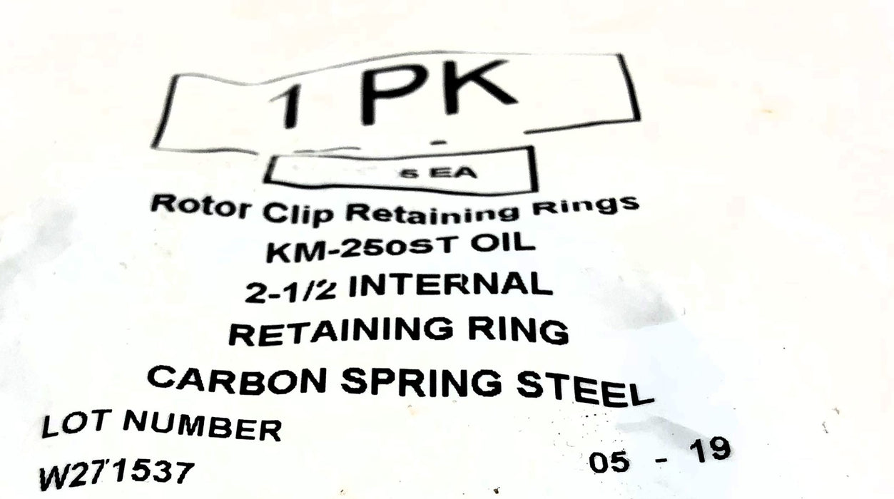 McMaster 2-1/2" Internal Rotor Clip Retaining Ring KM-250ST [Lot of 15] NOS