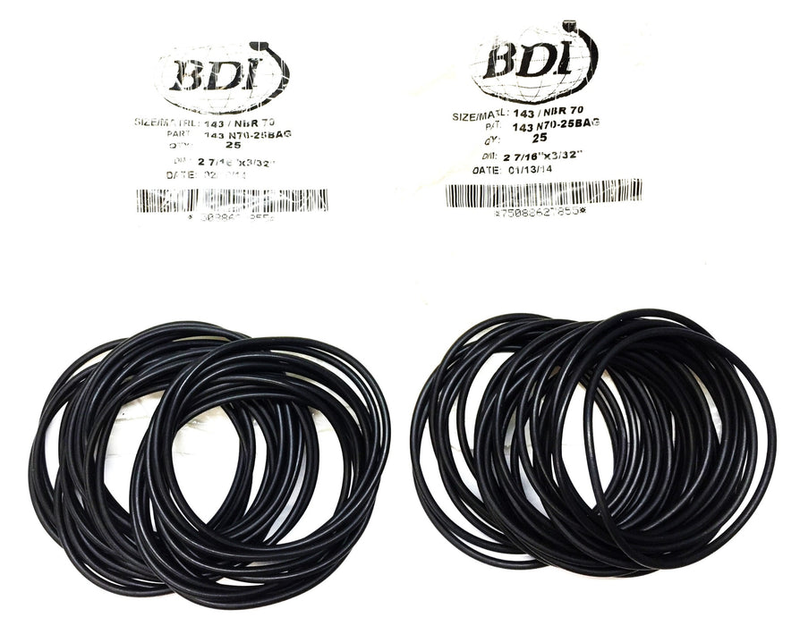 BDI 143 NBR 70 2-7/16"x 3/32" O-Ring Pack (25pcs) 143 N70-25BAG [Lot of 2] NOS