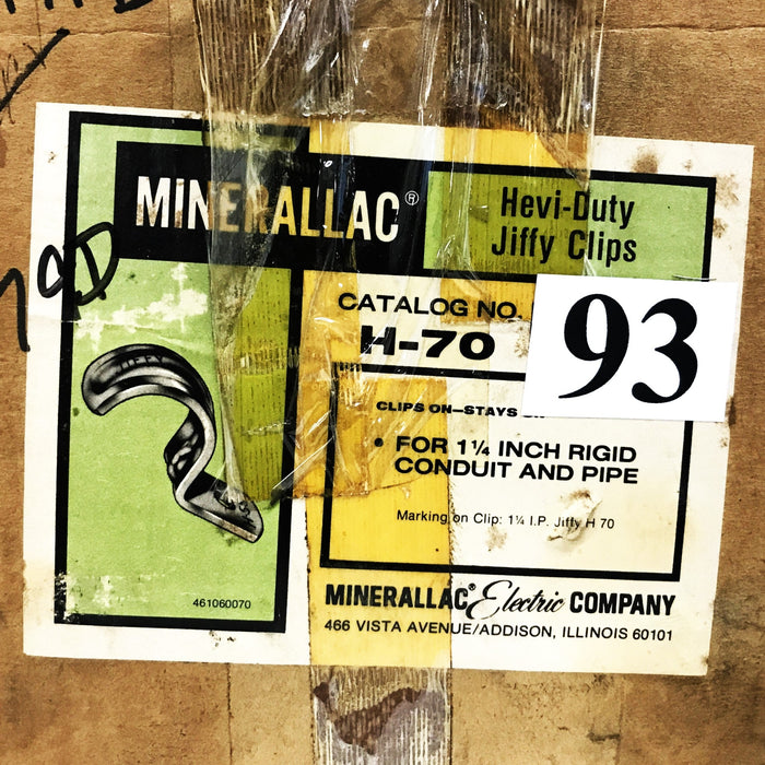 Minerallac Jiffy Clip for 1-1/4 inch Pipe and Conduit H-70 [Lot of 93] NOS