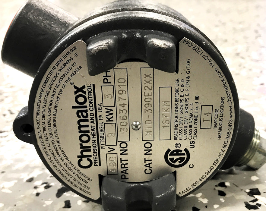 Chromalox 480V 9KW 3PH Immersion Heater MT0-390E2XX NOS