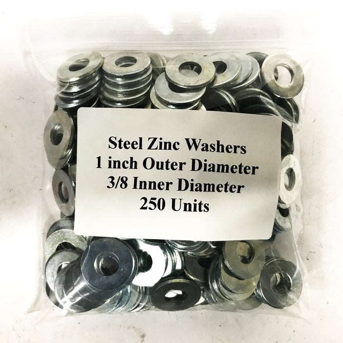 Unbranded 1 inch OD 3/8 inch ID Steel Zinc Washer [Lot of 250] NOS