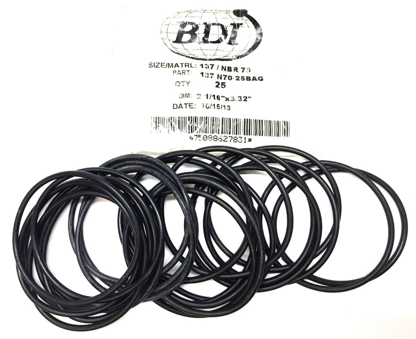 BDI 137 NBR 70 2-1/16"x 3/32" O-Ring Pack (25pcs) 137 N70-25BAG NOS
