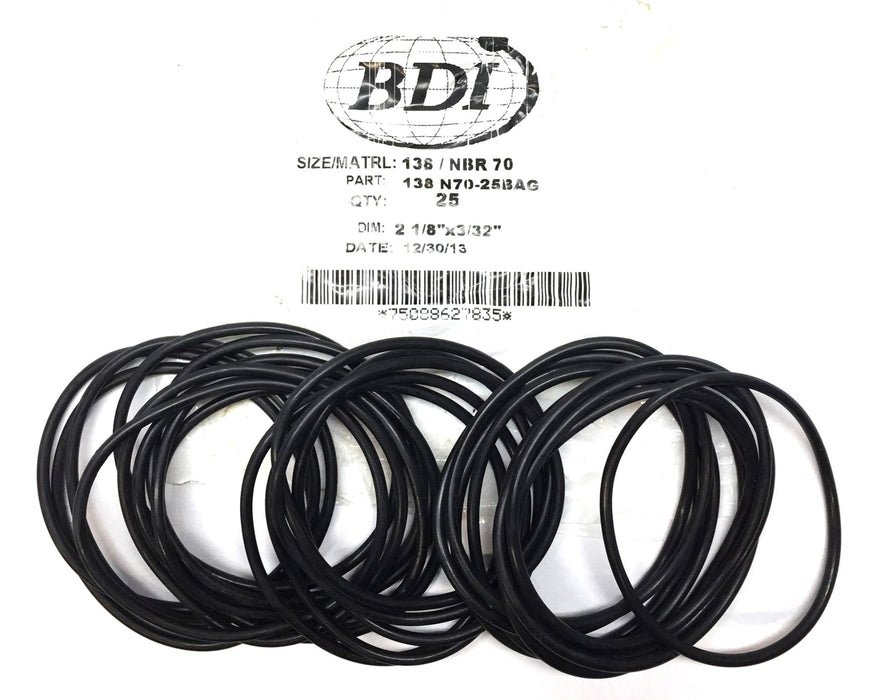 BDI 138 NBR 70 2-1/8"x 3/32" O-Ring Pack (25pcs) 138 N70-25BAG NOS