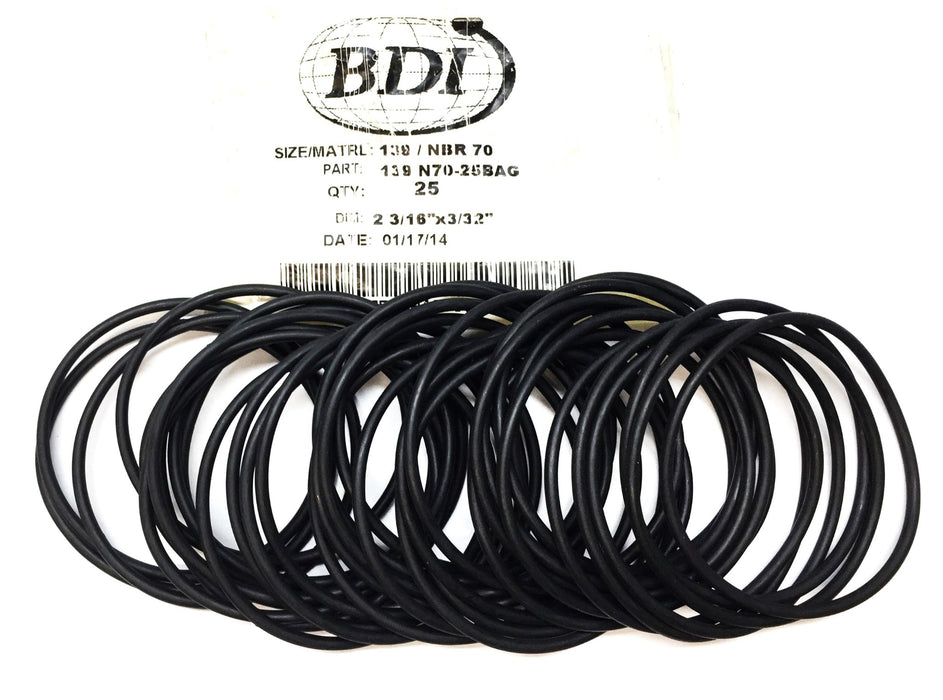 BDI 139 NBR 70 2-3/16"x 3/32" O-Ring Pack (36pcs) 139 N70-25BAG NOS