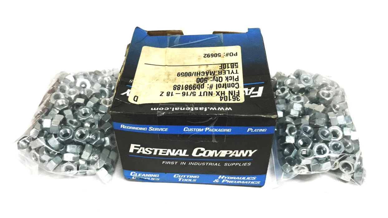 Fastenal 5/16-18 inch Steel Zinc Hex Nut 1136104 [Lot of 420] NOS