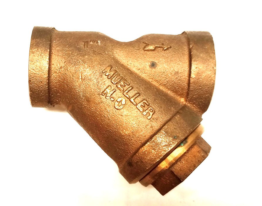 Mueller 1" Brass Y NO STRAINER Valve 351M-01 150 SWP NON-THREADED NOS